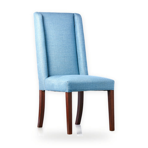 Silla Berlín tapizada en azul con patas de madera, Piga Furniture